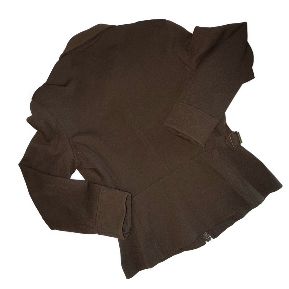 Karen Kane Lifestyle Chocolate Brown Zip Jacket Workwear Minimalist Size 8 - Picture 3 of 11